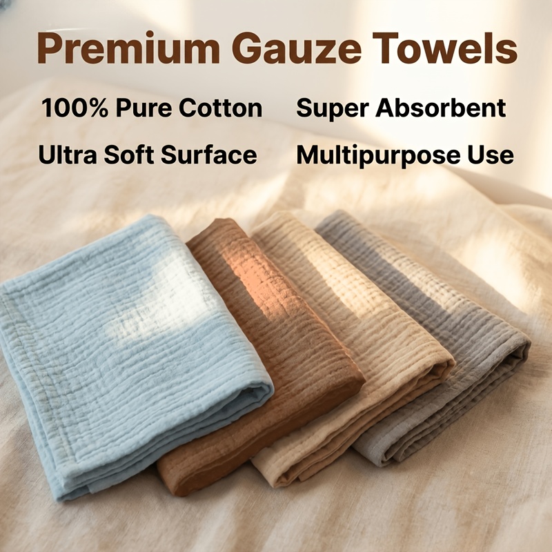 Image of Random Color 4pcs Set Of Small Square Towels, Drool Bibs, Double-layer Gauze, Handkerchiefs, And Facial Gauze Towels. Suitable For Halloween And Christmas Gifts
