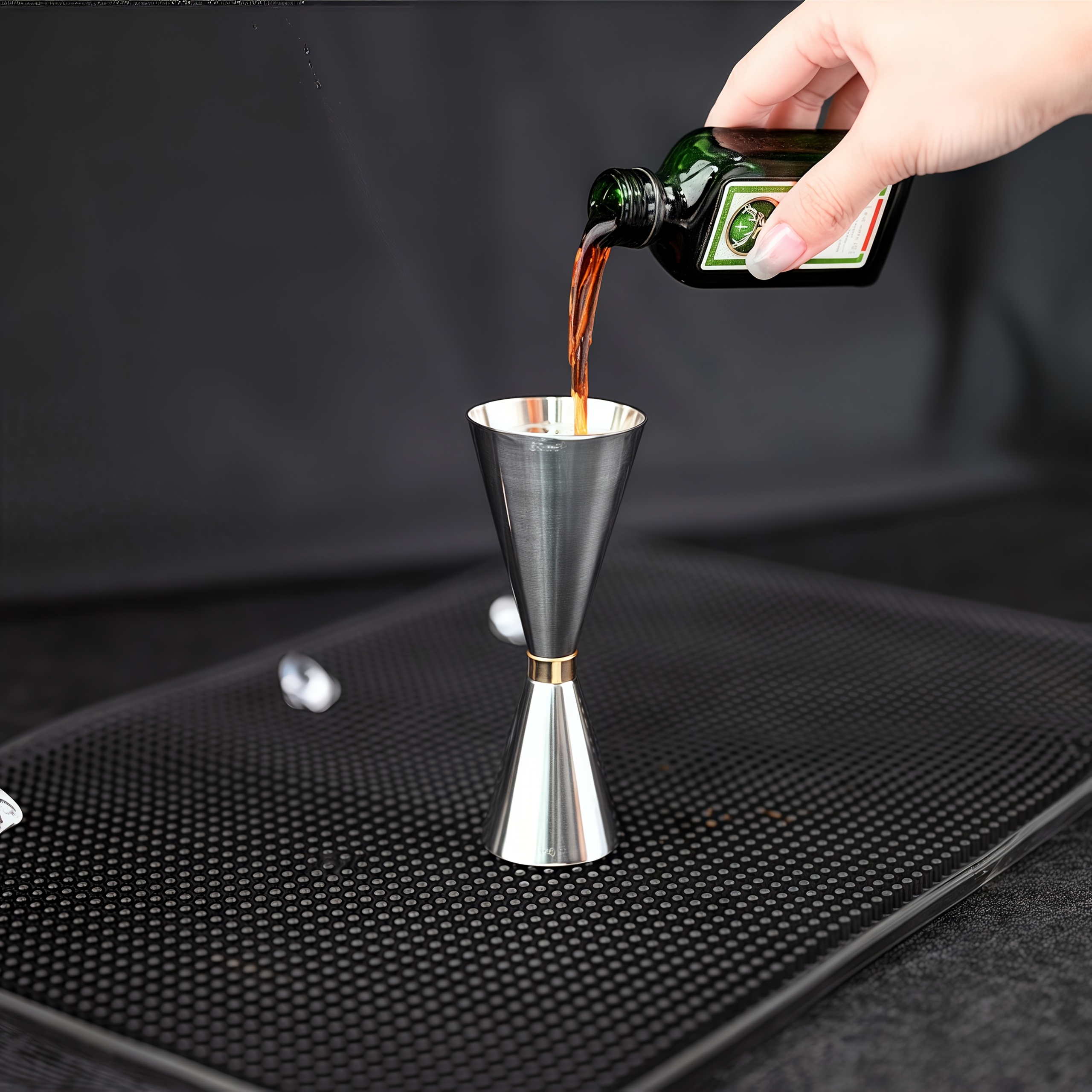 E-shop Edelstahl-Cocktail-Messbecher, 30ml/60ml/1oz/2oz Doppelendig, hochwertiger Minimalismus mit goldenem Ring, tropfbeständig, leicht zu reinigen,