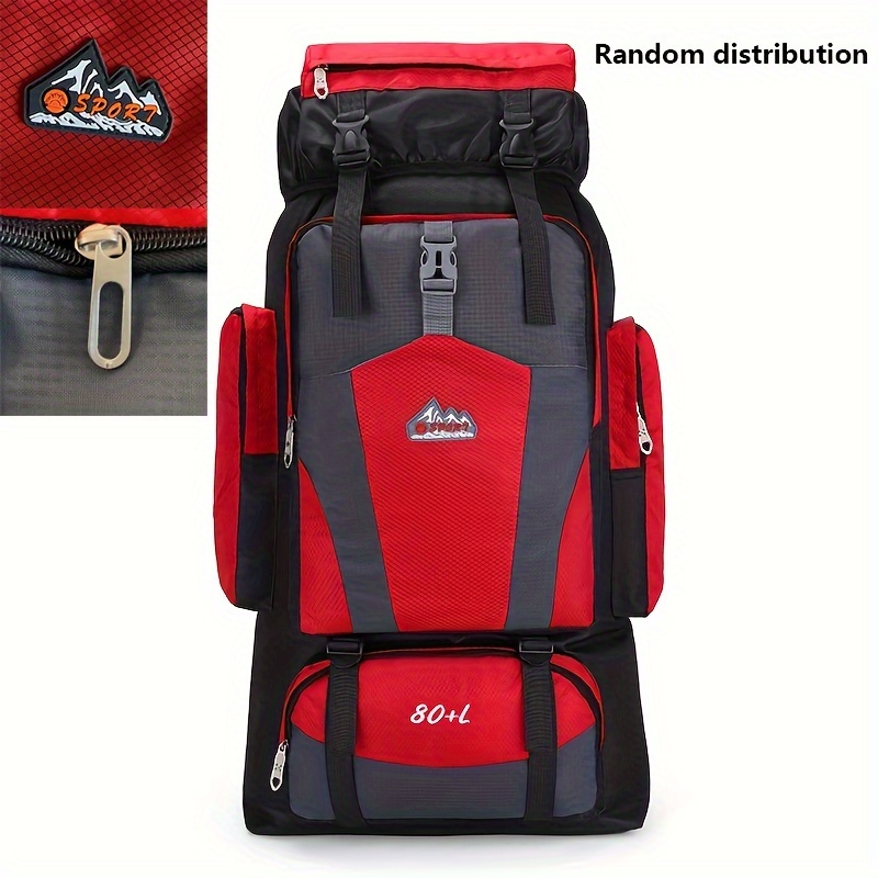 Sac à dos de randonnée grande capacité 80L, sac de voyage en nylon léger avec plusieurs poches, style décontracté pour hommes et femmes, sac à dos de randonnée en plein air, sac pour ordinateur portable, sangle d'épaule réglable, fermeture à pression, doublure en polyester, nettoyage facile avec essuie-tout, impression de positionnement