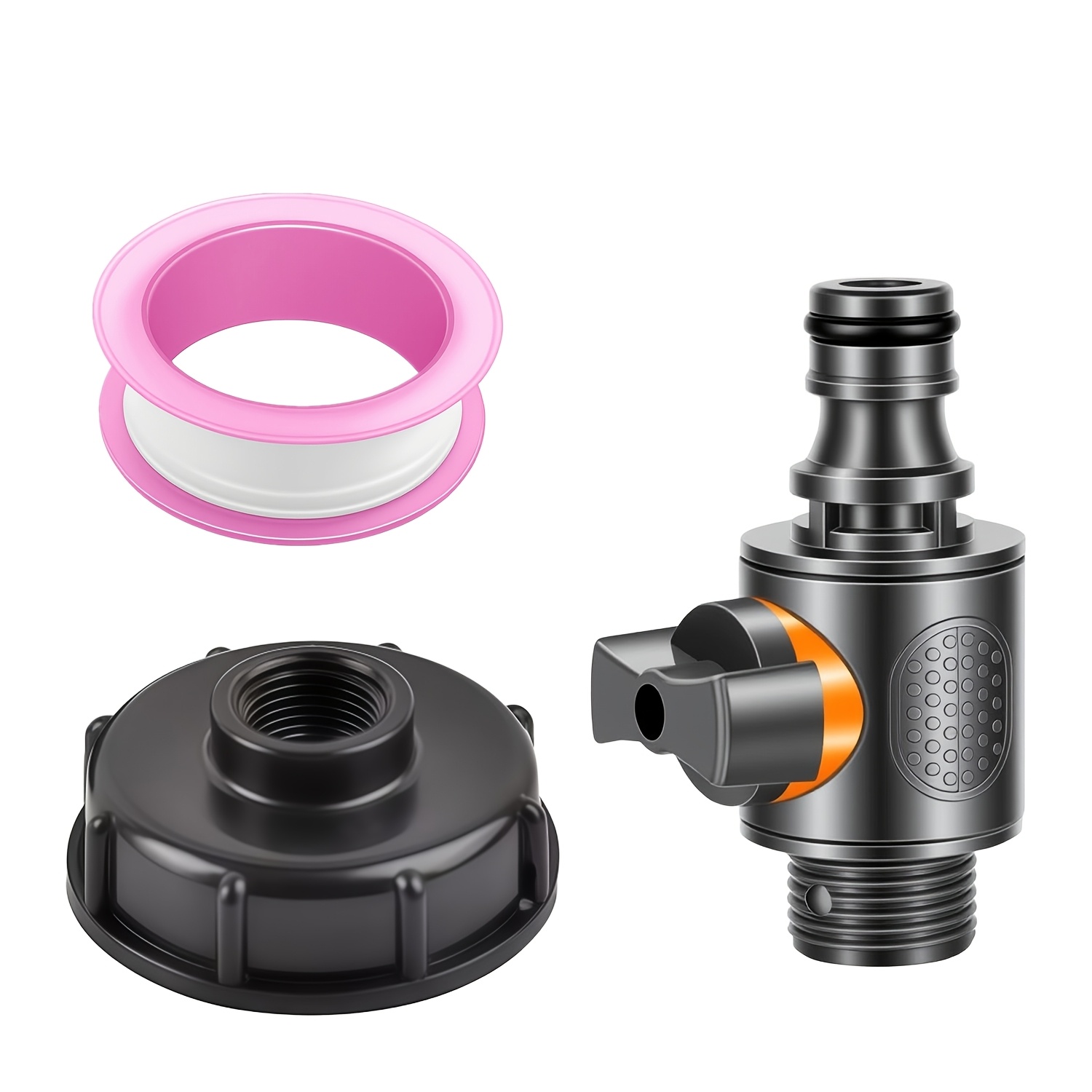 Image of 3pcs Ibc Tank Adapter-s60x6 Coarse Thread, Valve Adapter Cap Kit, Quick Connect Garden Irrigation Pipe Fittings, For Outlet Valve, Outdoor Rainwater Collection For Faucet Set