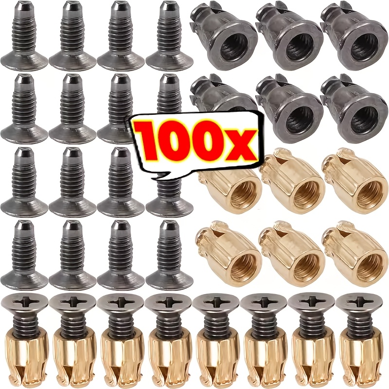 Image of 100pcs Reusable Hinge Expansion Embedded Parts - Metal, ,vintage Finish, For Repairing Door Panel Fasteners, Door Hinge Repair, Door Panel Repair