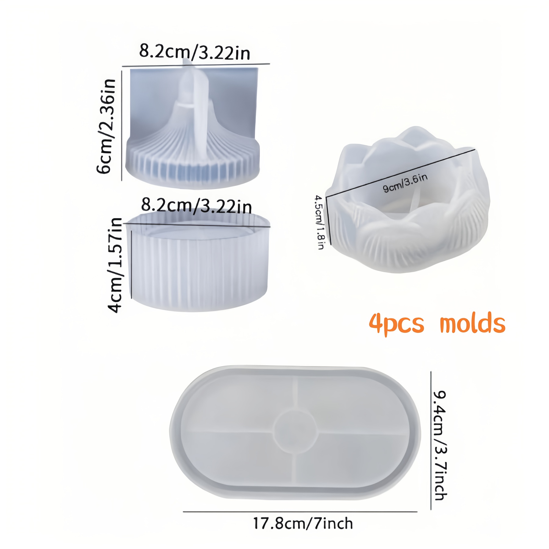 TEMU 4pcs Lotus Storage Box Tray Silicone Mold Set, Candle Stand Gypsum Molds, Resin Silicone Mold, Suitable For Gypsum, , Resin And Other Craft