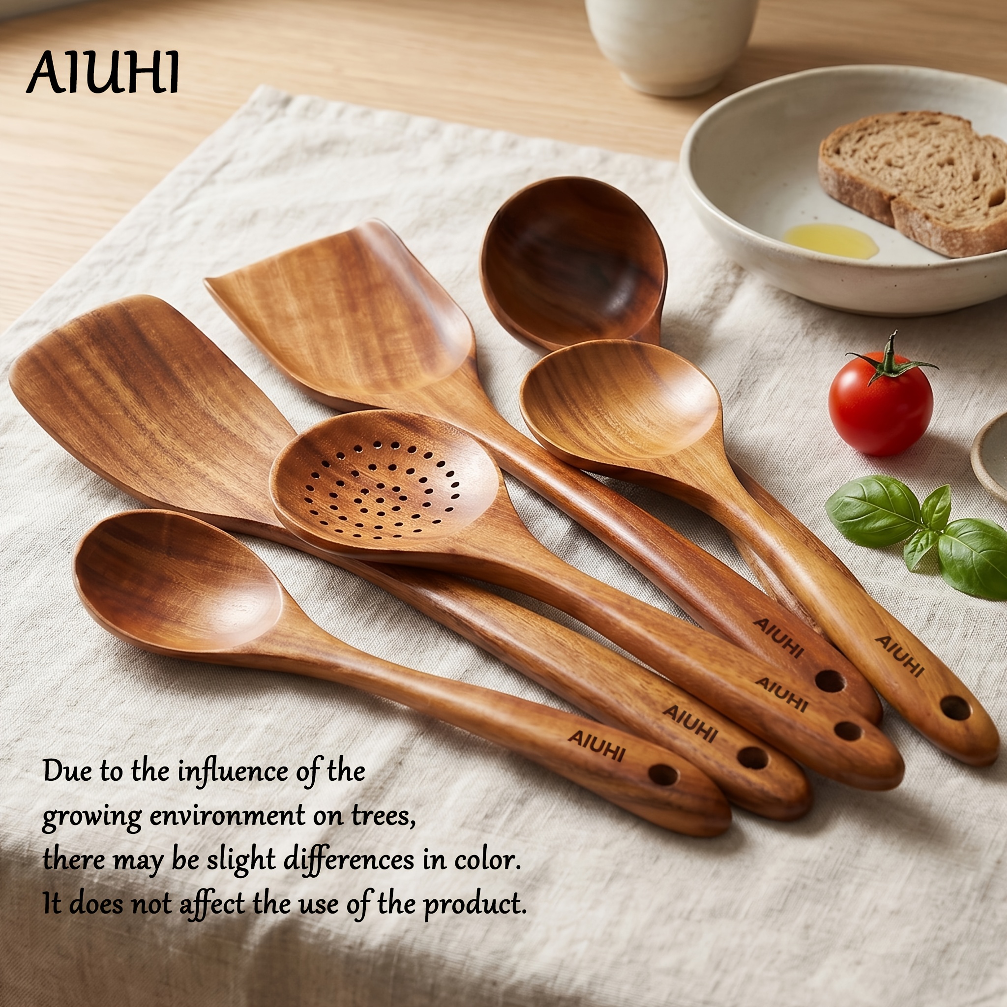 Aiuhi 6pcs/5pcs/8pcs Wooden Spoons, Kitchen Wooden Utensils For Cooking, Wooden Kitchen Utensils, Cooking Utensils