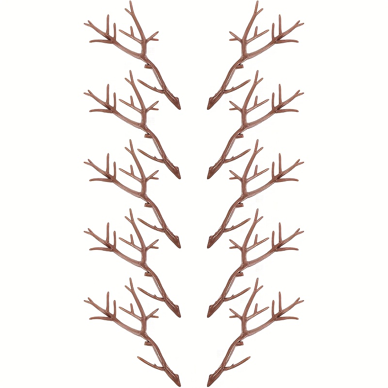 E-shop 10 Stück Mini Künstliche Hirschgeweih-Zweige mit Stielen – Ideal für DIY-Bastelarbeiten, Weihnachten, Winterdekoration, Langlebige Blattspitzen,
