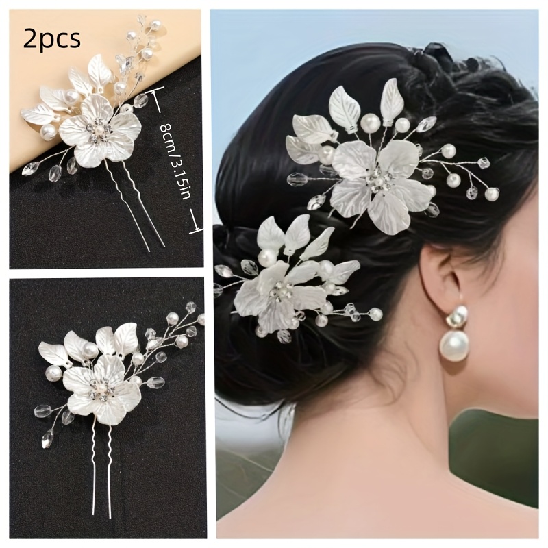 TEMU 2pcs Silvery Minimalist Versatile Hair Styling Comb - Wedding Dresses, Evening Gowns, Daily , Friend Gatherings, Birthday Parties, And Banquets
