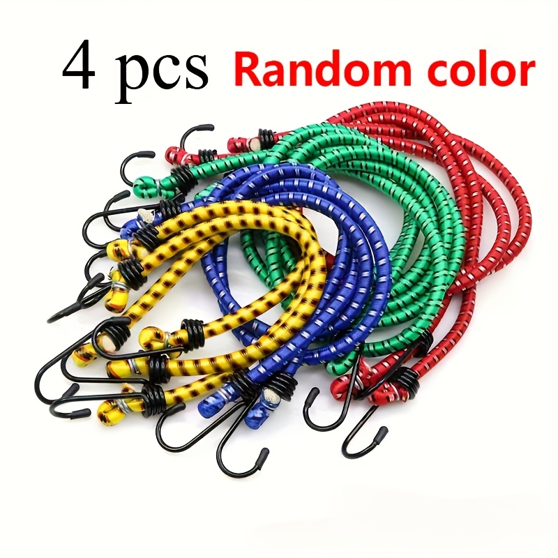 E-shop 4 Stück strapazierfähige elastische Seile mit Haken in zufälliger Farbe, Durchmesser 8 mm/0,31 Zoll Längen 12, 24, 31 39 Zoll, geeignet für