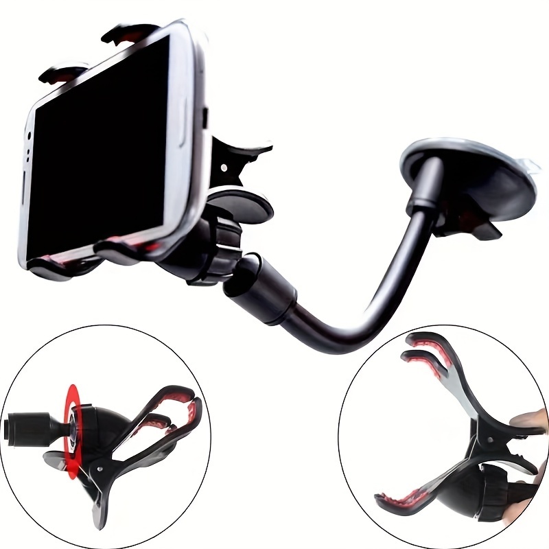 TEMU Gooseneck Phone Holder With 360° Rotation Flexible Car Phone Mount - Universal Arm Clip Dashboard Mount For Gps Suction Cup And Smartphones