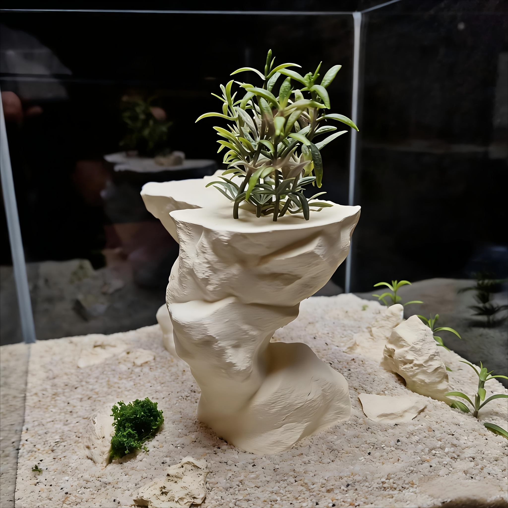 3d printed aquarium planter 2 holes live plants fish tank - Temu Cyprus