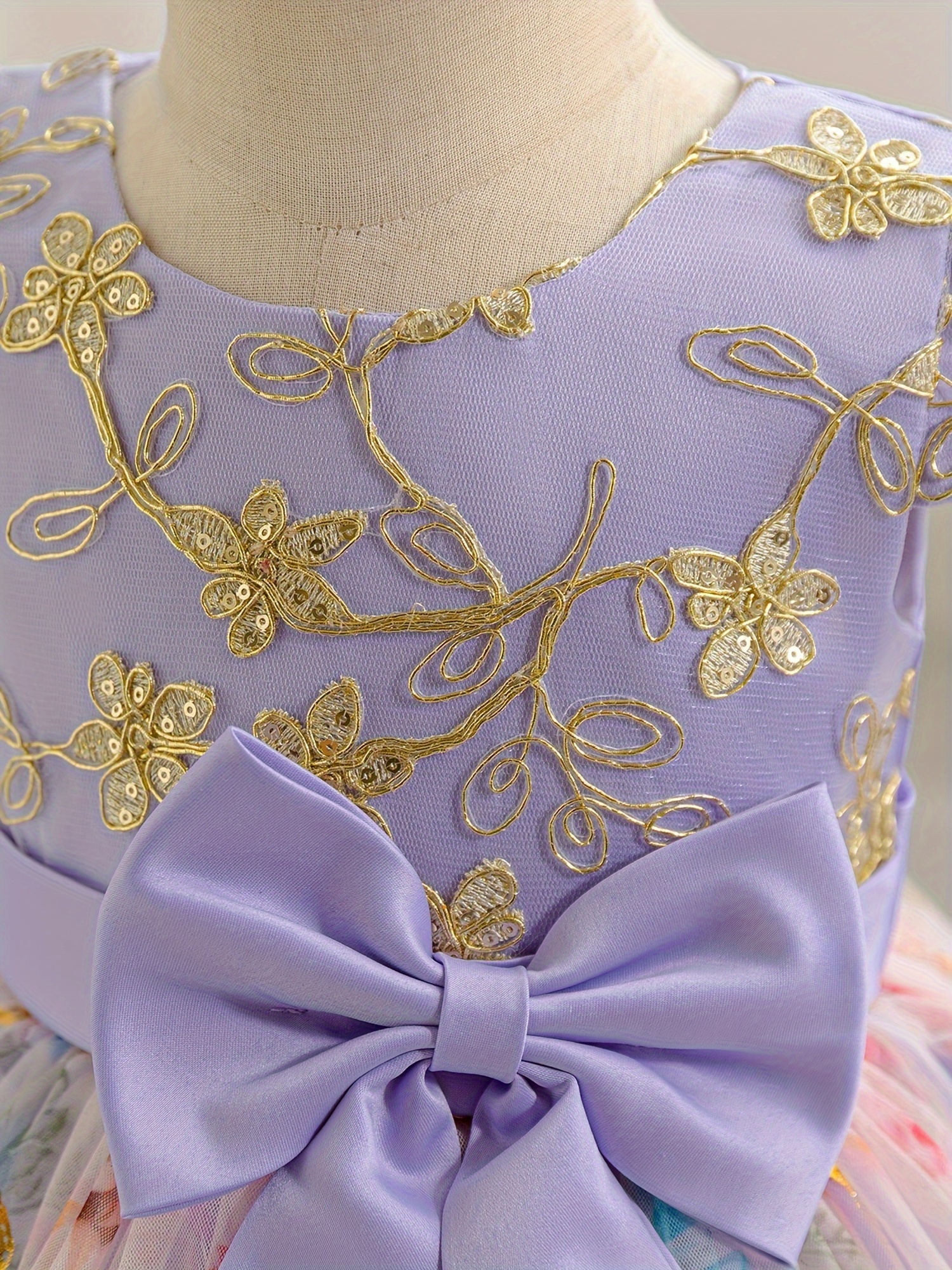 adorable floral print gown girls cap sleeve bow - Temu