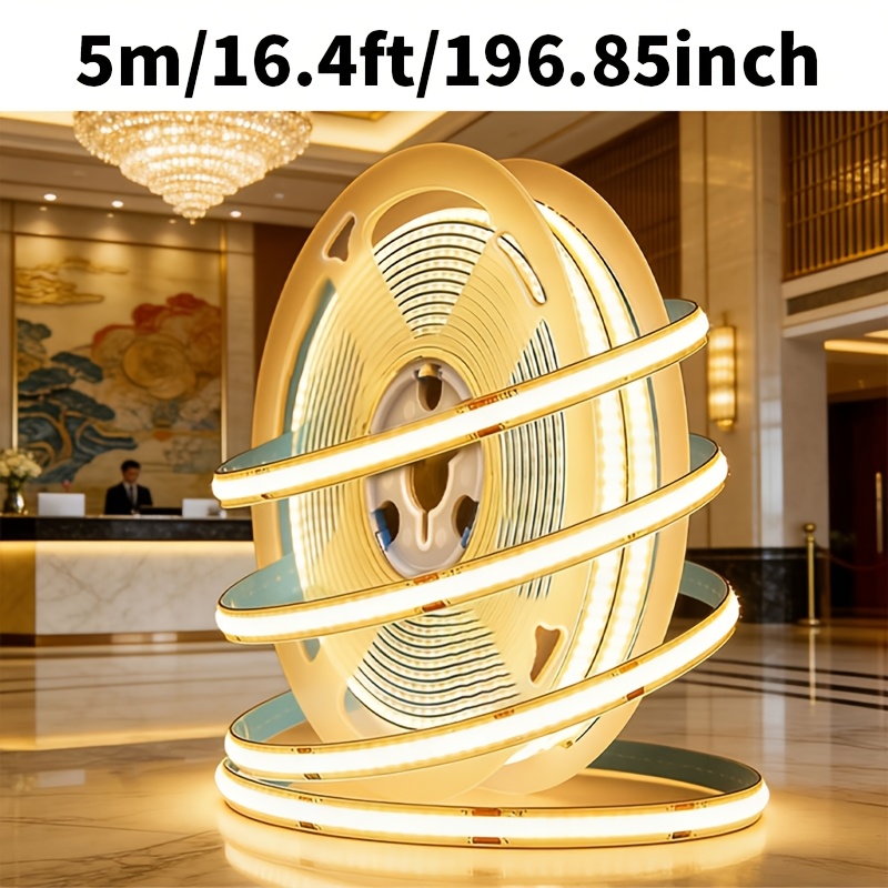 Image of Smart Cob Led Strip Usb Plug-in, No-drill Linear Light For Kitchen Cabinet, Closet, Desk & Mirror, 3-color Switching High Density Tape, Easy Manual Switch Operation, Seamless Diy Home Decor Lighting