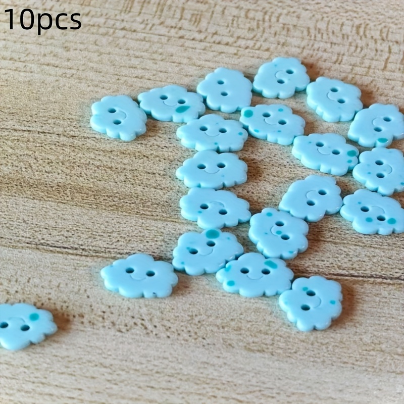 Image of 10pcs Cloud Buttons, Cute Spotted Two-eye Contrast Color Resin Small Buttons