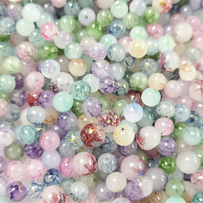 

100pcs 8mm Mixed Color Traditional Chinese Style Gradient Glass Beads, Assorted Diy Handmade Jewelry Making Supplies For Bracelet Necklace Phone Chain Beaded Decors Accessories