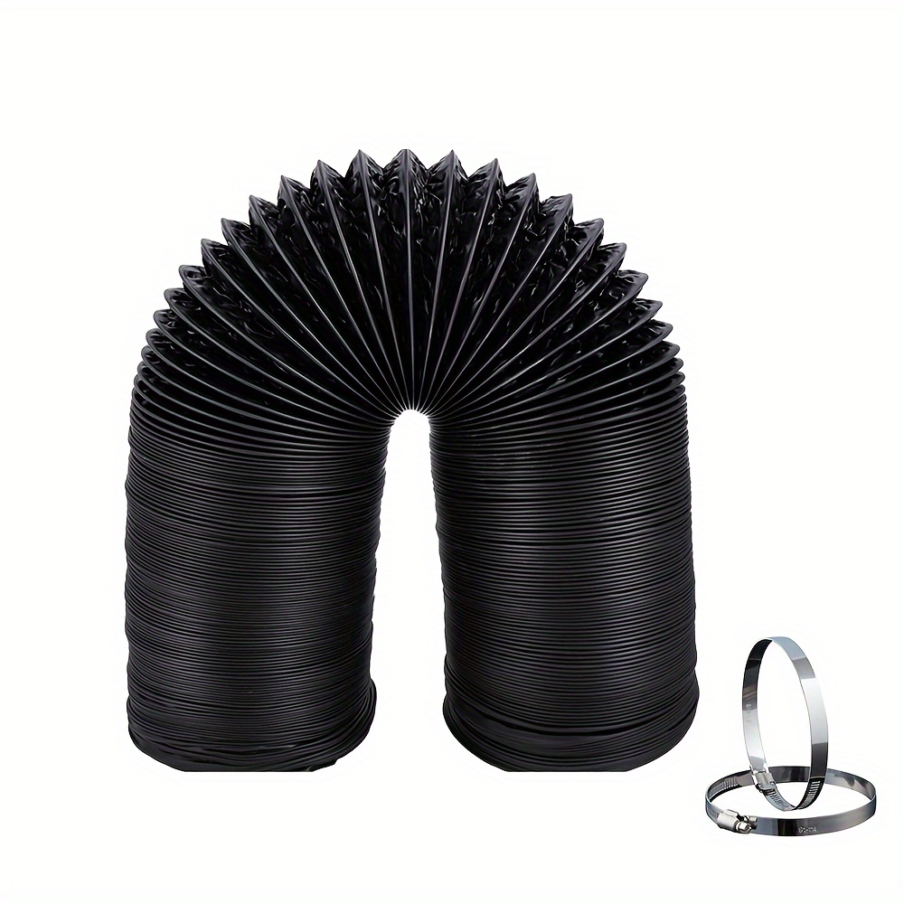 

1pc Flexible Pvc Ducting Hose - 8ft, 3/4/6 Inch Options With Sound-absorbing Glass-fleece & Aluminum Foil - Includes Duct Clips For - Hvac, Exhaust, Greenhouses & Grow Rooms