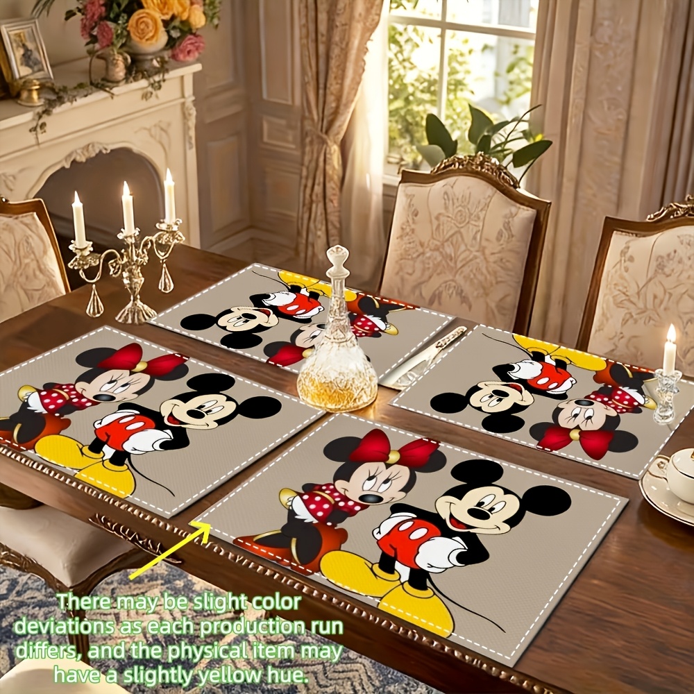 E-shop 4er-Set, diese Tischdecke ist im und Minnie-Motiv gestaltet, geeignet für Esstisch, Picknick, Camping, Bar, täglichen Gebrauch, als Geschenk für