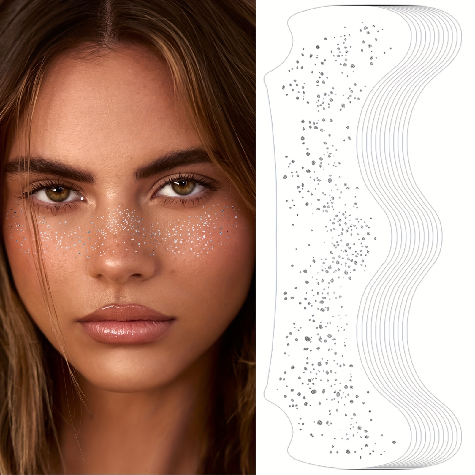 6 Sheets Glitter Freckles Tattoo Stickers, Waterproof Golden Glitter Fake Freckles - Perfect For Music Festivals, Dancers, Rave Parties, Face Makeup, Gift For Girl