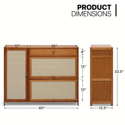 rattan shoe cabinet double layer shoe shelf boho freestanding shoes heels sneakers shelf rack for 15 19 pairs for entryway office living room