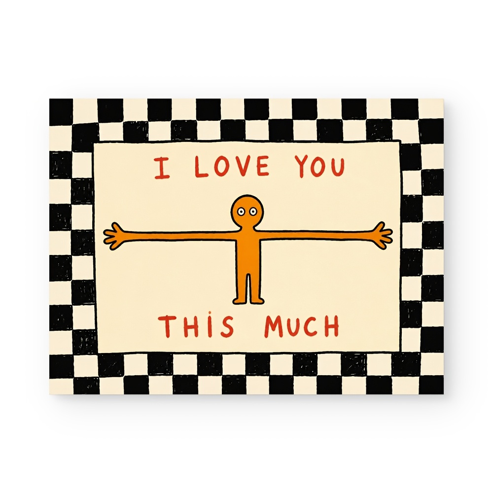 TEMU Affiche plate 2D rétro et mignonne "Je t'aime autant" - Art mural horizontal sur toile cadre pour chambre - Impression esthétique amusante pour