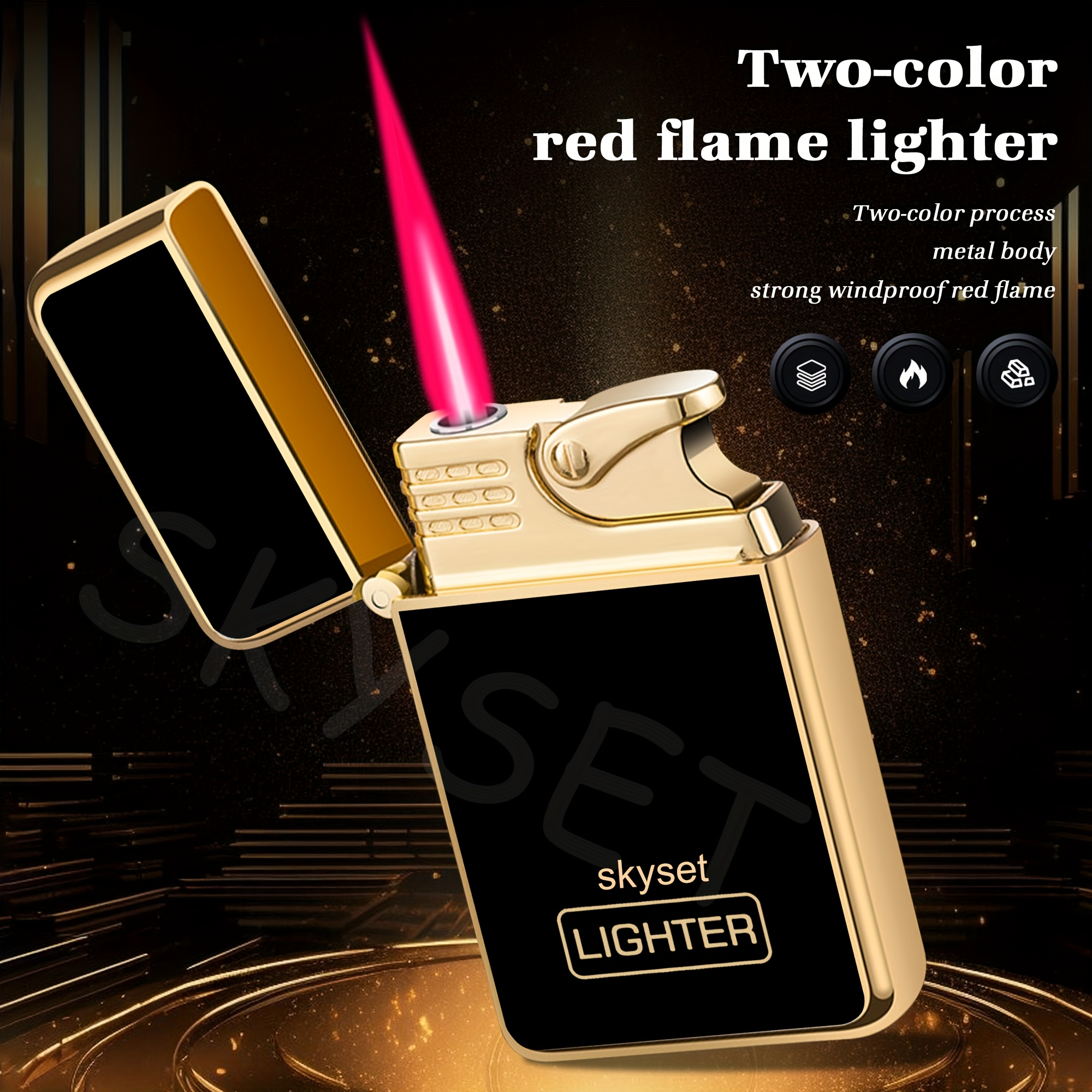 TEMU (not Included Butane) Gas Lighter, Red Straight Flame Lighter, Windproof Lighter, Multifunctional Lighter, Gifts For , Fathers, , Adjustable
