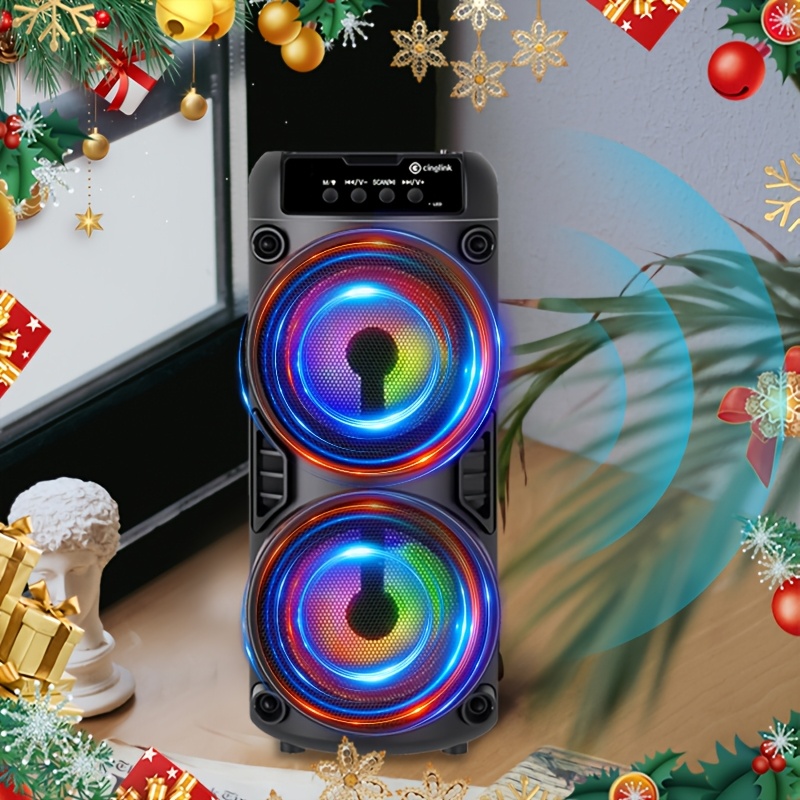TEMU 3000w Wireless Heavy Speaker - 10-inch High, Portable Wireless Speaker With Rgb Led Lights, Usb Charging And Fm Radio, Dual Drivers, Easy To