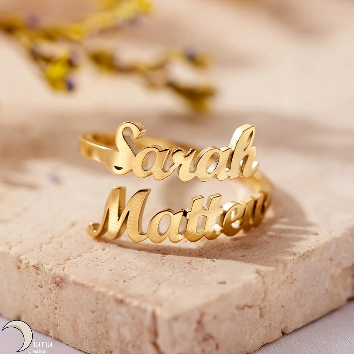 Personalized Stainless Steel Name Ring Adjustable Open for 1 3 Names