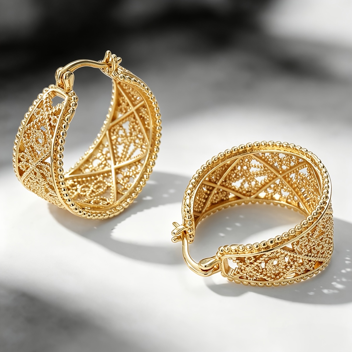 Vintage Hollowed Curl Design Wide Copper Circle Earrings