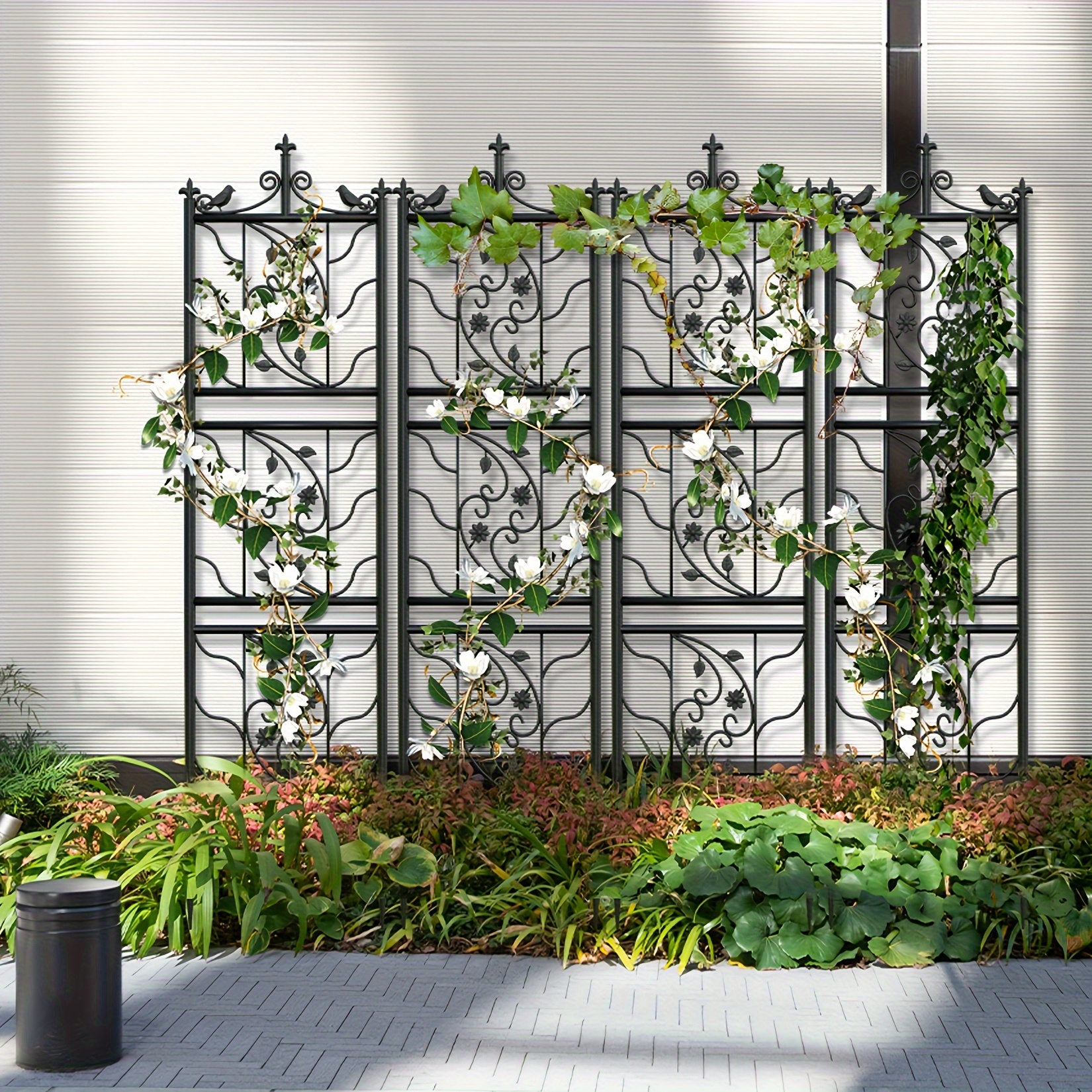 Set Of 2 Ornamental Garden Trellises, Each 78 Inches High, Metal Lattice, Perfect For Enhancing Corners In Your Yard And Supporting Climbing Plants And Flowers