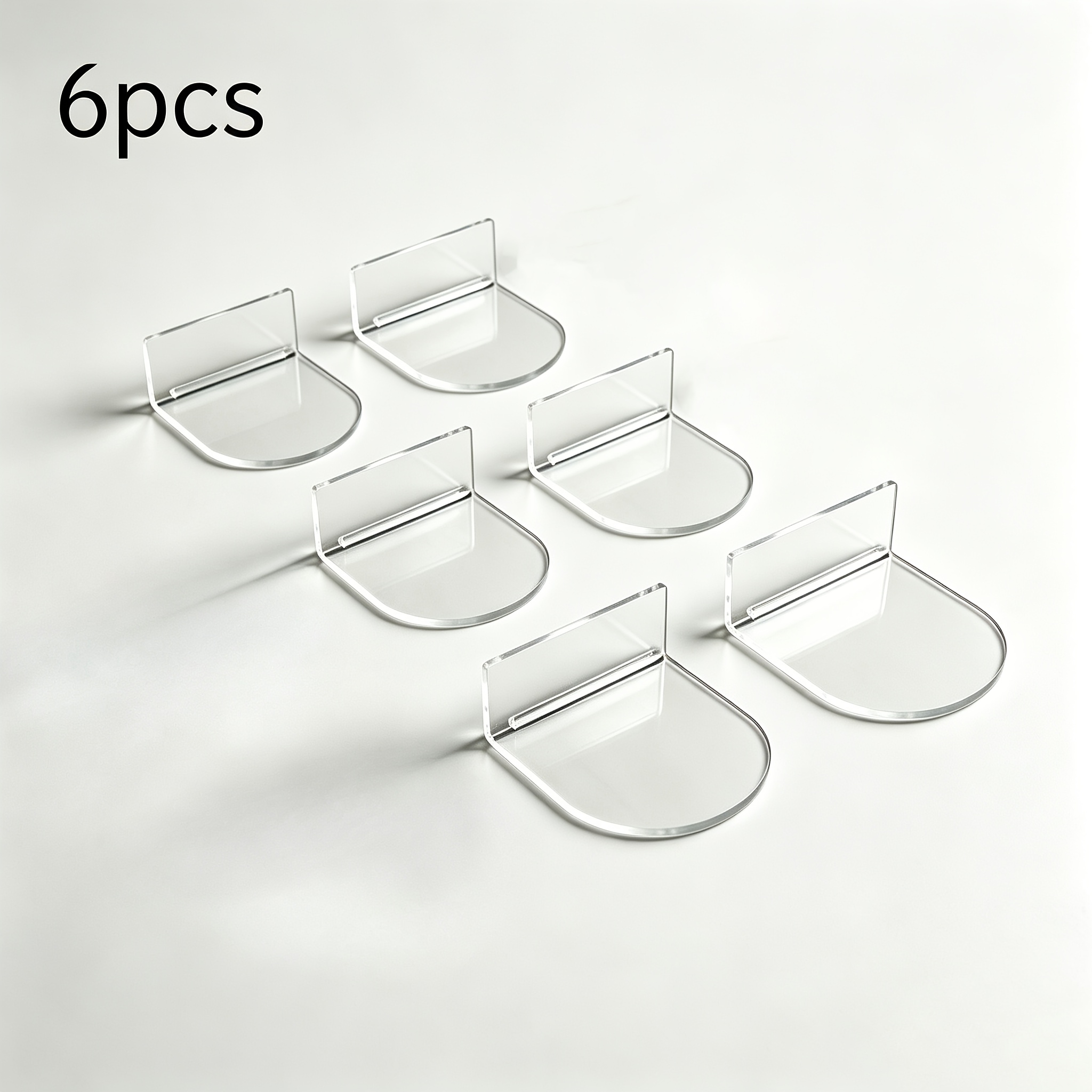 TEMU 9/6/3pcss Acrylic Wall-mounted Display Racks, Self-adhesive Transparent Floating Shelves, Suitable For Collections, Miniature Models, Figurines