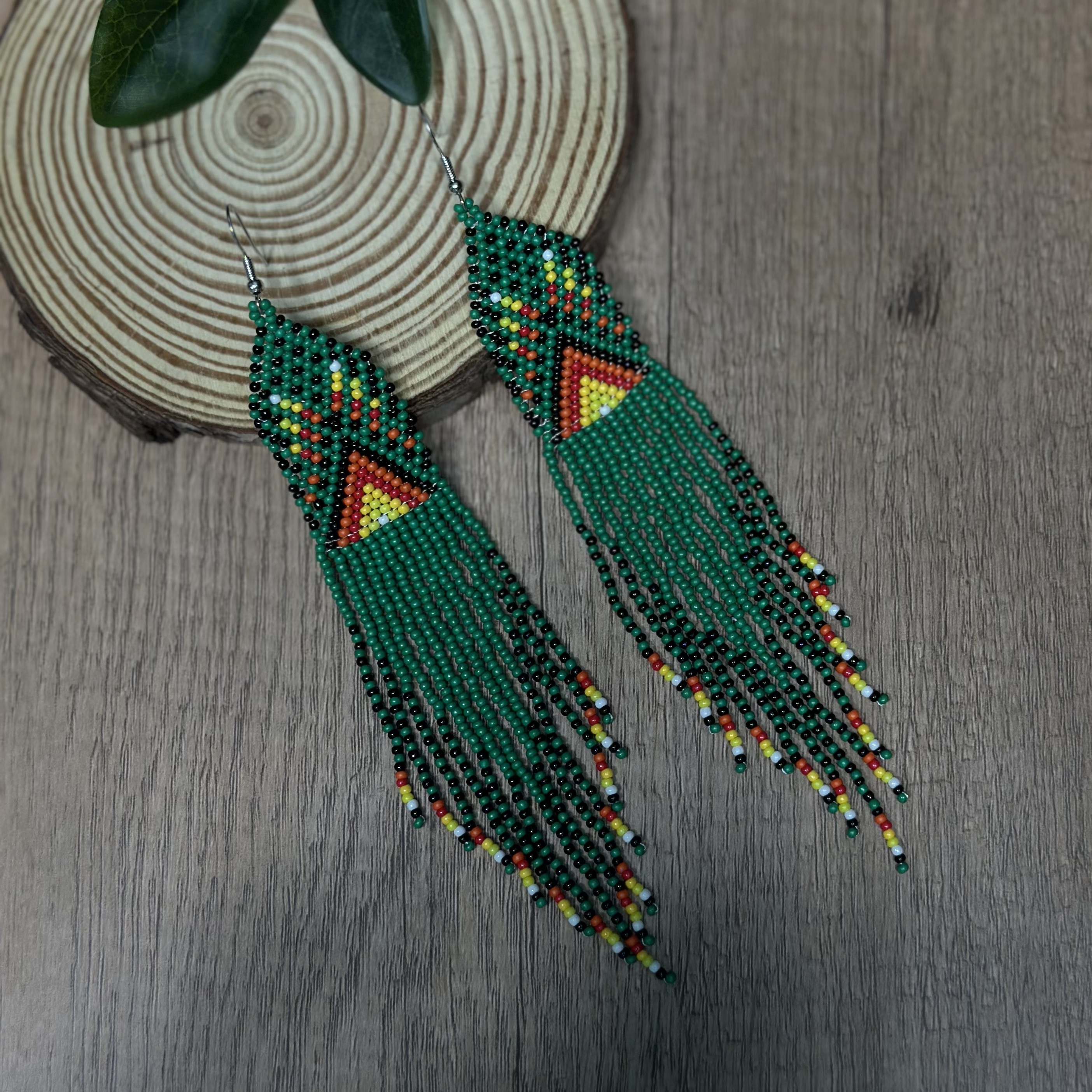 Bohemian-Style Long Tassel Earrings with Glass Beads