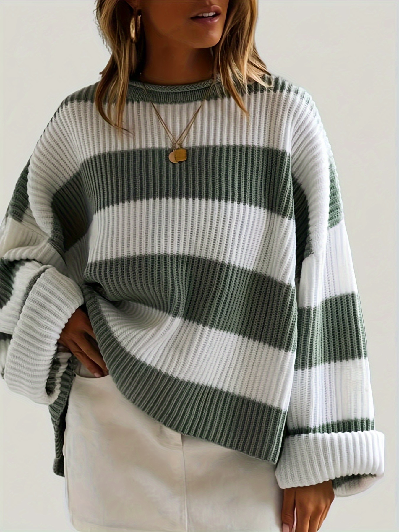 womens striped           long   drop   rib               fit  wear     details 1