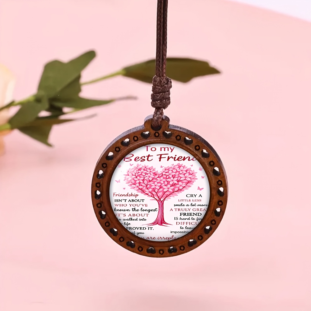 Everlasting Friendship Heart Wooden Necklace, Cute Accessory