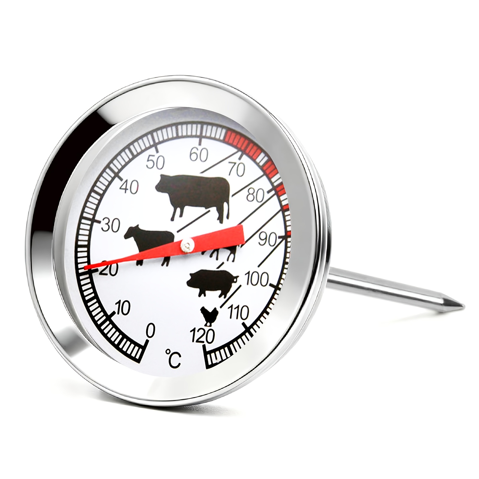 Image of Digital Food Thermometer For Grilling And Baking, Measuring Temperatures From 30 To 250°f (0 To 120°c), Featuring A 4.3-inch Stainless Steel Probe Suitable For Steak, Chicken, Beef, And Other Foods