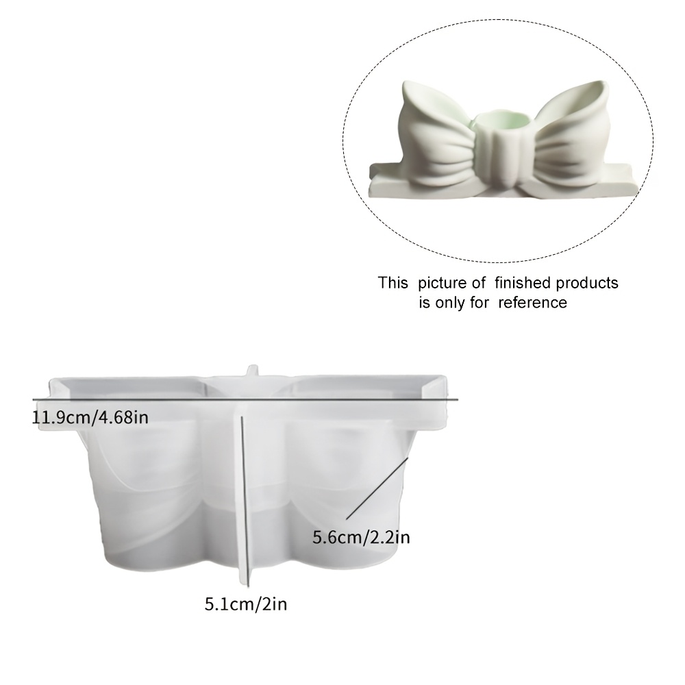 Image of Cute Bow Shape Silicone Resin Mold, Bowknot Silicone Candle Holder Mold For Plaster Cement Resin Casting, Bowknot Shaped Silicone Ornament Mould For Diy Art Crafts, Home Table Decor