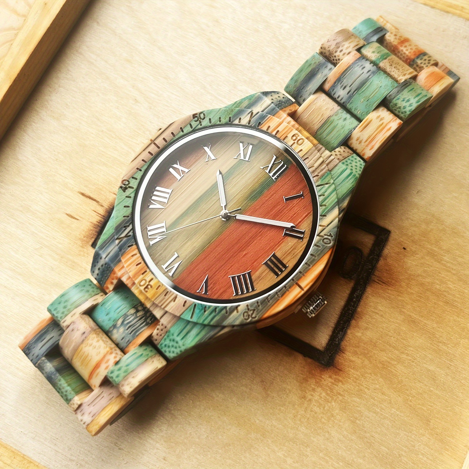 

1pc Simple Men's Wooden Quartz Watch