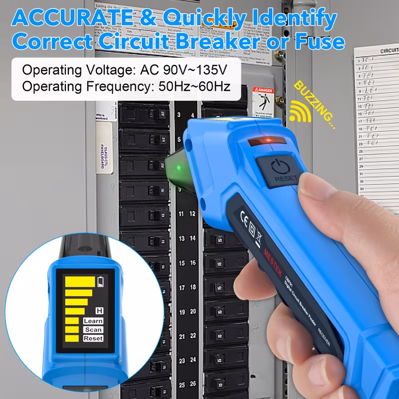 cbf01 2 in 1 circuit breaker finder electric tester ac 120v detect common wire faults us plug gfci outlet tester outlet meter lock indicator with led display electrical circuit tracer tool circuit breaker fuse quick recognizer no battery Product details 3