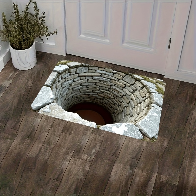 Image of 1pc, Infinite 3d Printed Non-slip Mat - Machine Washable Polyester Fiber, Faux Stone Texture, Lightweight Foldable Indoor/outdoor Bathroom Room Floor Mat, Pet- Decor Gift, Durable Floor Protector