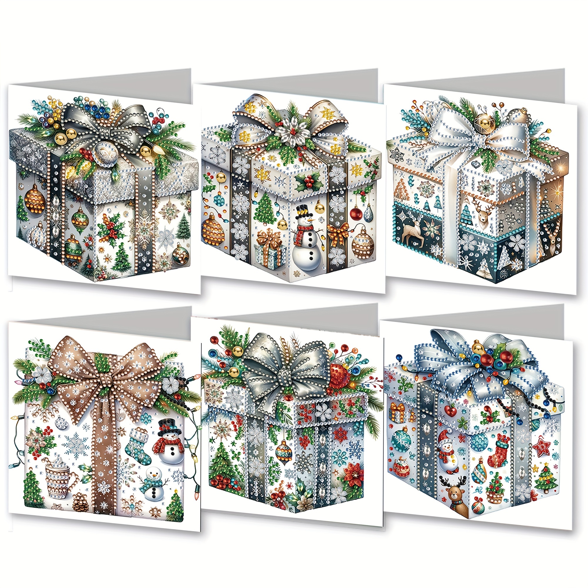 

Christmas Greeting Cards Set Of 6, Cartoon Themed Diamond Painting Kits, Handmade Paper Holiday Cards With Envelopes For All, Best Wishes Diy Craft Cards For Family, Friends, And Loved Ones