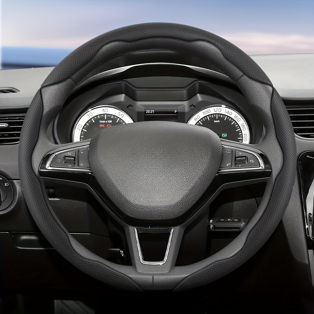 TEMU Breathable Perforated Steering Wheel Cover Suitable For , Featuring A Segmented Quick-release Design, Anti-slip, Durable, And A Protective Shell