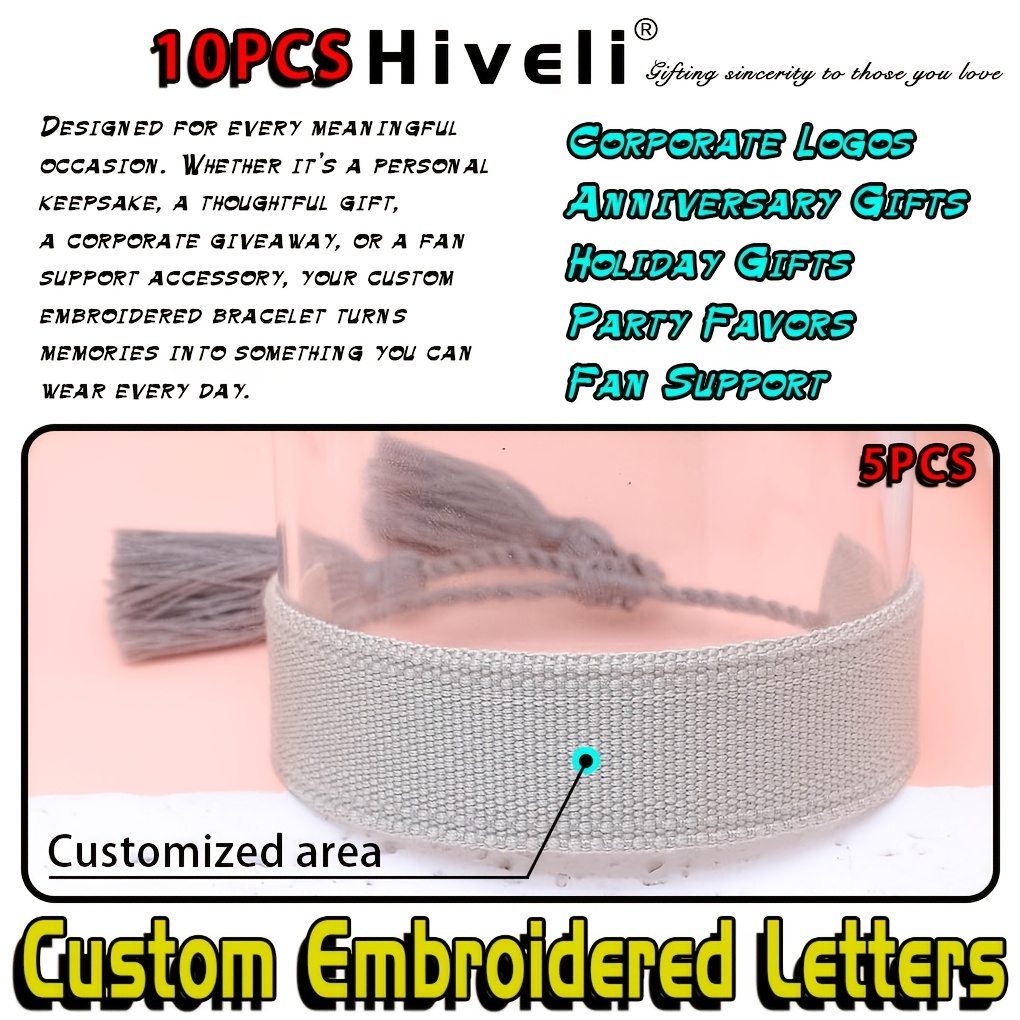 Custom Embroidered Braided Tassel Bracelet with Personalisation