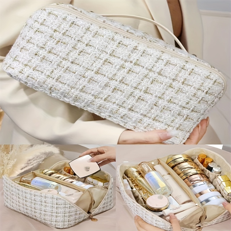 Make-up-Tasche Mit Opulentem Garten-Muster – 19,1 X 25,4 Cm, Leinenstoff, Metallreißverschluss