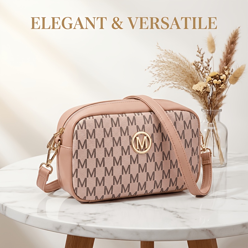 TEMU () Women's Vintage M-pattern Printed Shoulder Bag, 3 Colors Available! Light Luxury And Fashion Letter Print Crossbody Bag, Good For Commuting