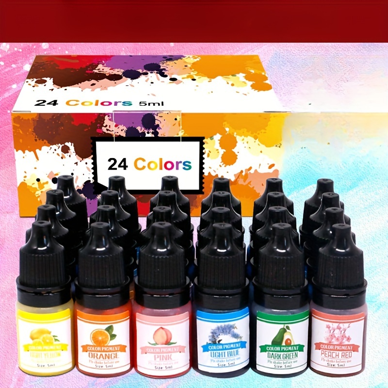 

24 Colors/set, 5ml Each, With Highly Concentrated Color Crystal Droplet Adhesive Resin Colorant Pigment For Diy Resin Dye