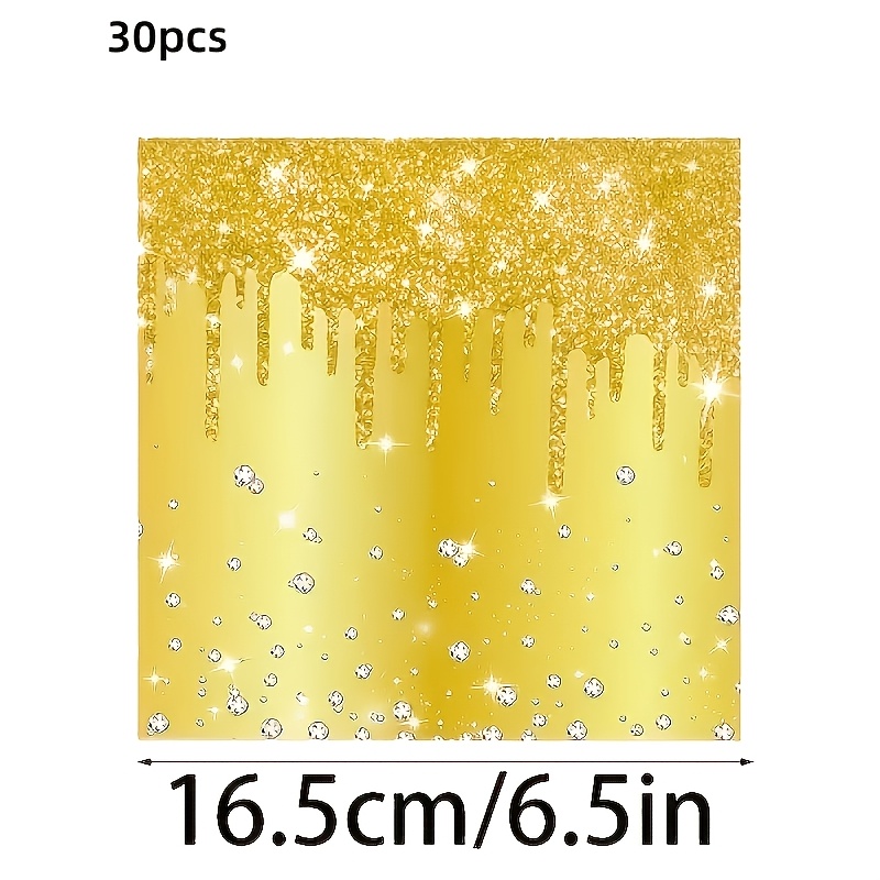 TEMU 30 Stück goldene Servietten, Größe 6,5" x 6,5", goldene Tischservietten, geeignet für Männer und Frauen, ideal für Partys mit Goldthema,