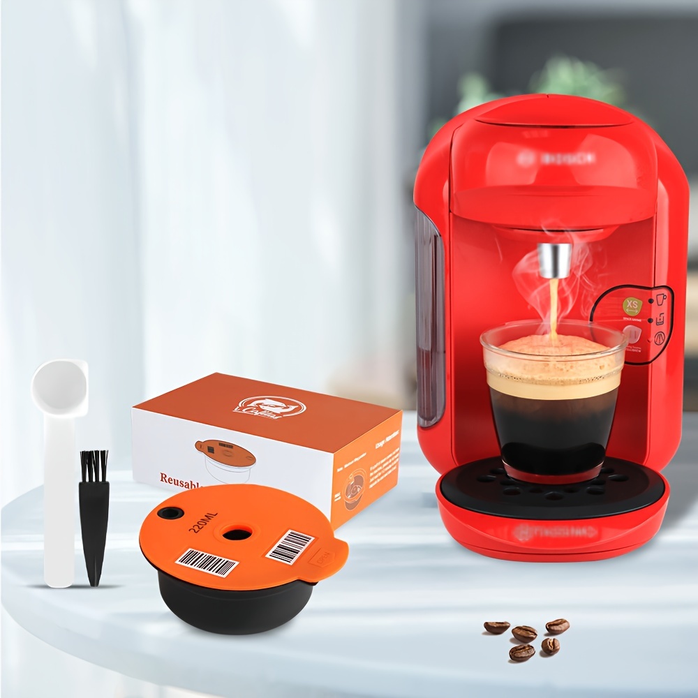 

220ml Reusable Coffee Capsule Pods Designed For Bosch Machines, Refillable Filter Maker Pods.