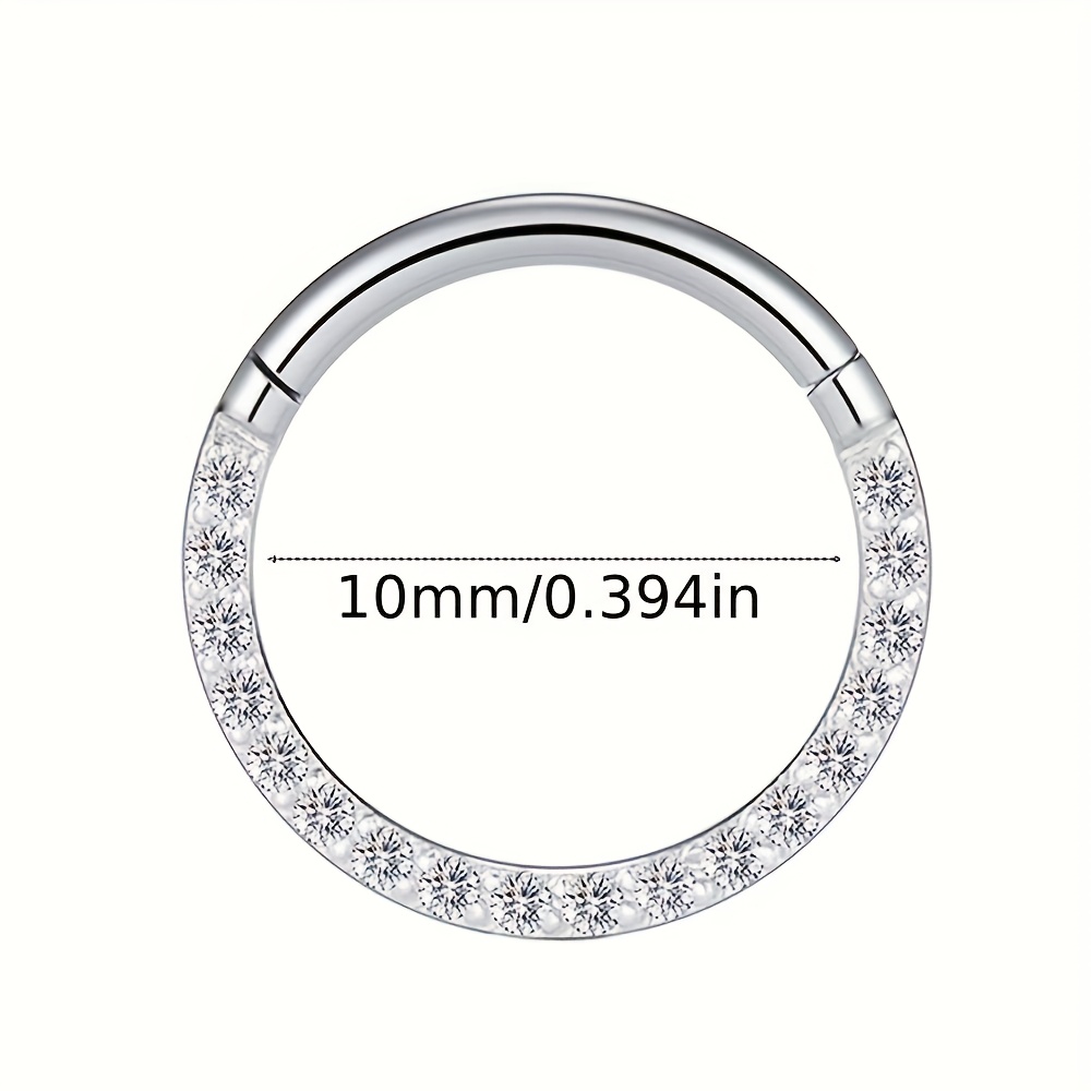 16G Stainless Steel Embedded Zirconia Seamless Nose Ring