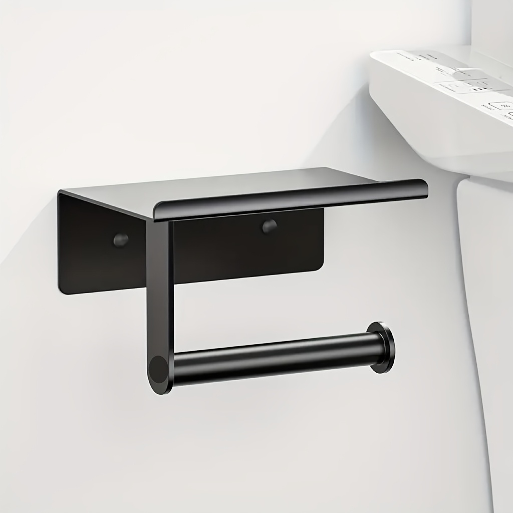 TEMU 1pc Wall-mounted Dual-use Tissue And Toilet Paper Rack/tissue And Toilet Paper Roll Holder, 5.3 X 3.9 X 1.9 Inches, Suitable For Bathroom,