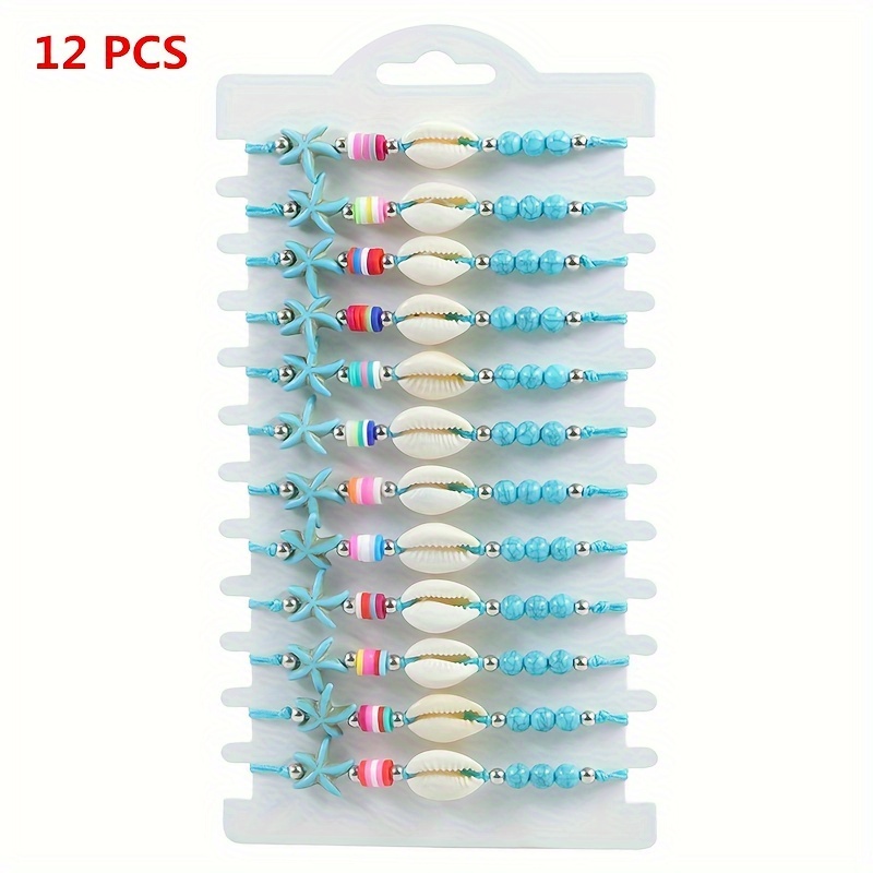 

12pcs Shell + Turquoise Woven Bracelet Set For Men