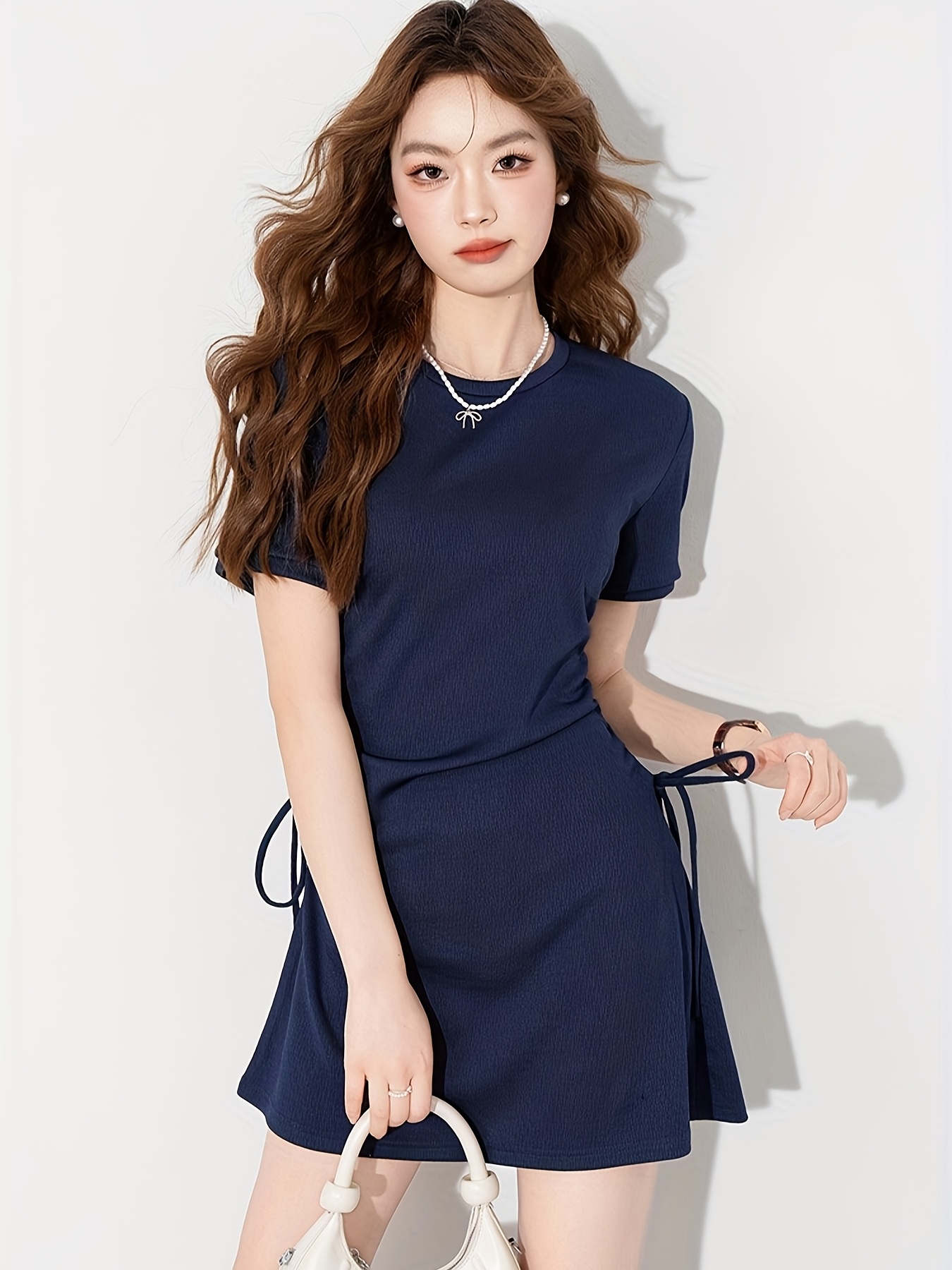 blue spaghetti strap midi dress with wide pleated skirt - sleeveless,  low-cut neckline, flowing a-line silhouette for women, spring/summer,  spaghetti suspender dress | Free Shipping On Items Shipped From Temu | Temu