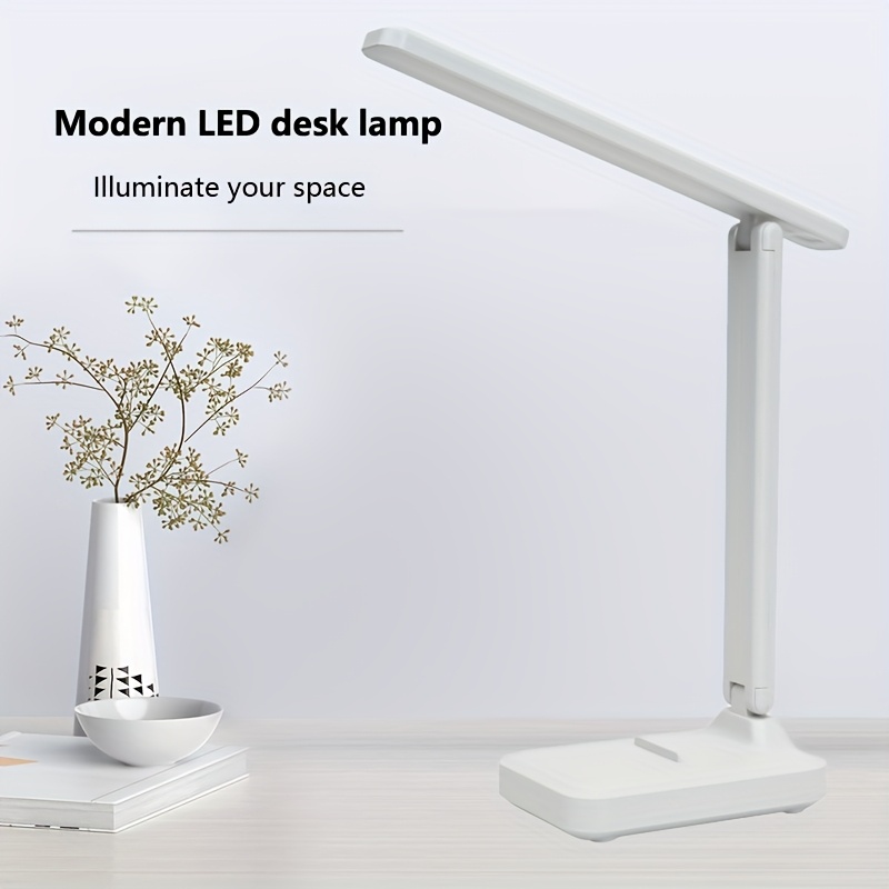 

Dimmable Led Desk Lamp With 3 Brightness Levels, Rechargeable And Foldable Portable Design, Touch Control, Battery Powered/usb, Indoor Desktop Reading Light, White