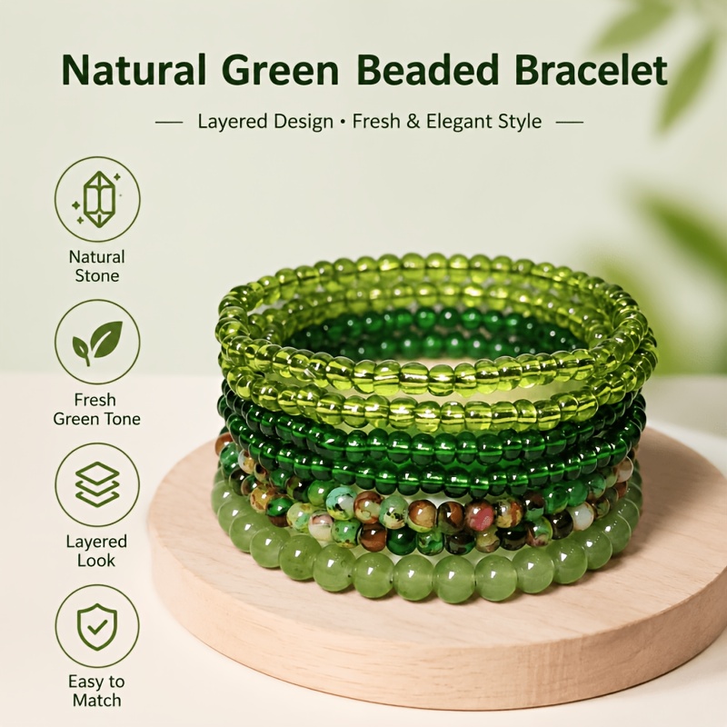 TEMU Un ensemble de 7 bracelets bohèmes à blocs de couleurs | Bracelets élastiques multicouche avec perles, style vacances