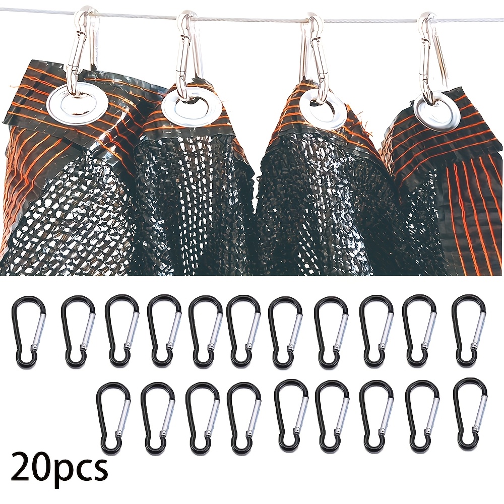TEMU 20pcs/set Outdoor Tent Accessory Hook Kit, Gourd Buckle Tent Outer Hook, Multifunctional Durable Aluminum Alloy Hook Ring Fastener, Suitable For